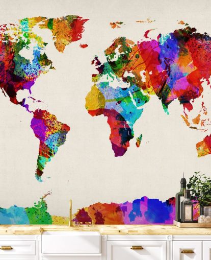 map of the world colorful abstract painting wallpaper mural map of the world colorful abstract painting wallpaper mural
