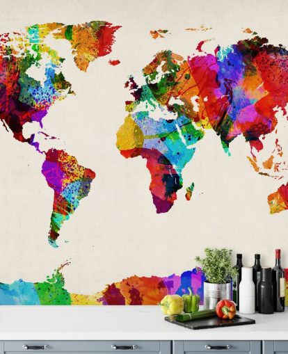 map of the world colorful abstract painting wallpaper mural map of the world colorful abstract painting wallpaper mural