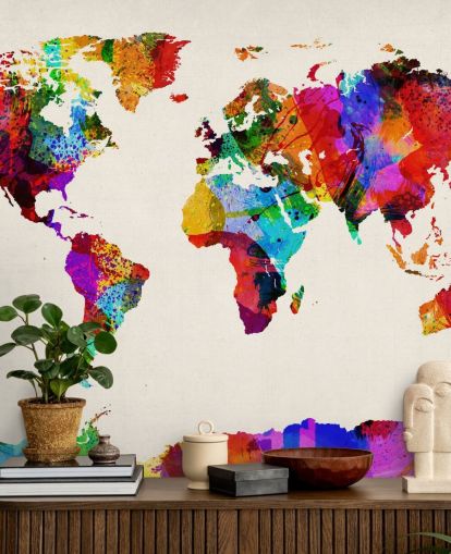 map of the world colorful abstract painting wallpaper mural map of the world colorful abstract painting wallpaper mural