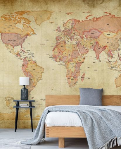 fresque murale vintage avec carte du monde