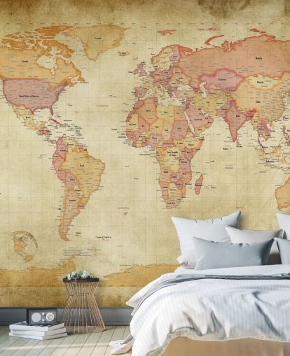 Vintage-Wandbild mit Weltkarte Vintage-Wandbild mit Weltkarte