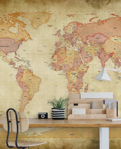 vintage world map wall mural
