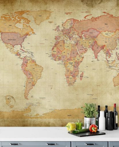 vintage world map wall mural