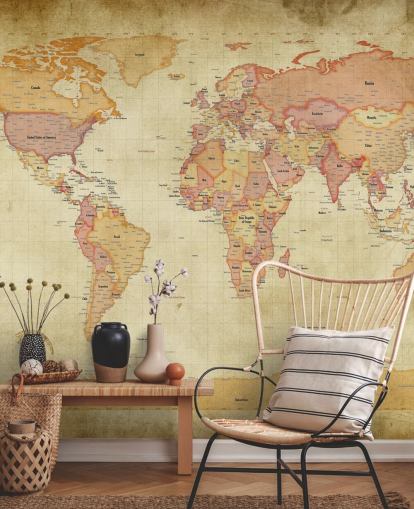 mural de pared con mapa del mundo vintage mural de pared con mapa del mundo vintage