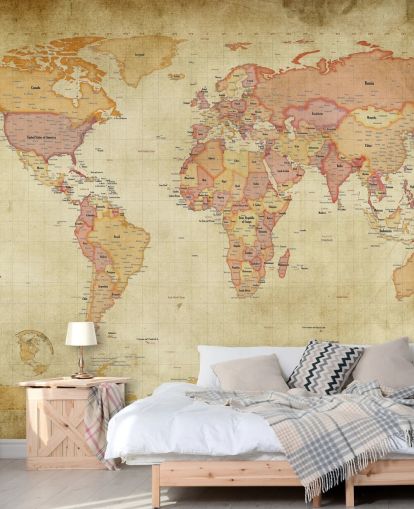 fresque murale vintage avec carte du monde