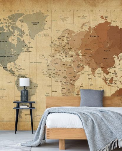 vintage world map wall mural