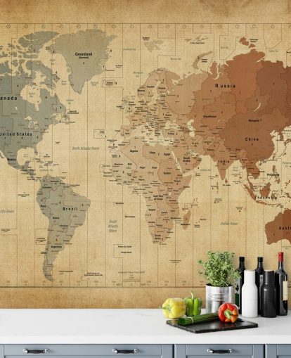 Vintage-Wandbild mit dem Titel Map Of The World III von Michael Tompsett