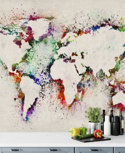 salpicaduras de pintura mural con el mapa del mundo salpicaduras de pintura mural con el mapa del mundo