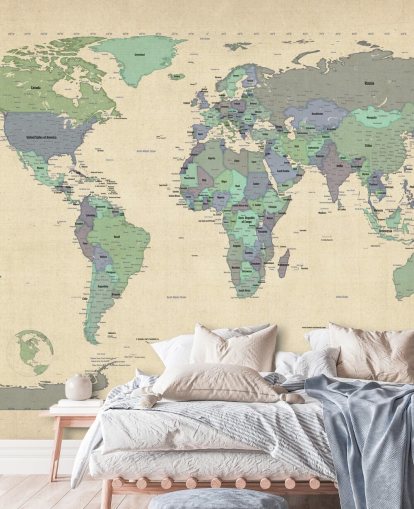 blue and green world map mural blue and green world map mural