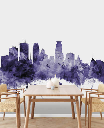 Minneapolis, Minnesota Blue Skyline wallpaper mural by Michael Tompsett