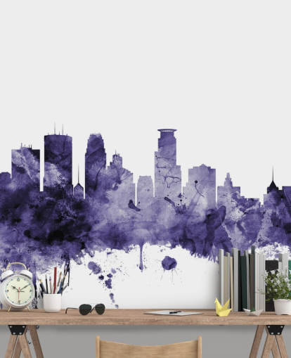 Minneapolis, Minnesota Blue Skyline Tapeten-Wandbild von Michael Tompsett