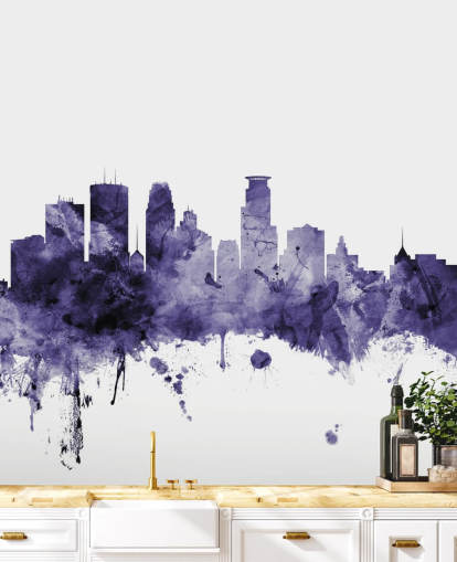 Carta da parati murale Minneapolis, Minnesota Blue Skyline di Michael Tompsett Carta da parati murale Minneapolis, Minnesota Blue Skyline di Michael Tompsett