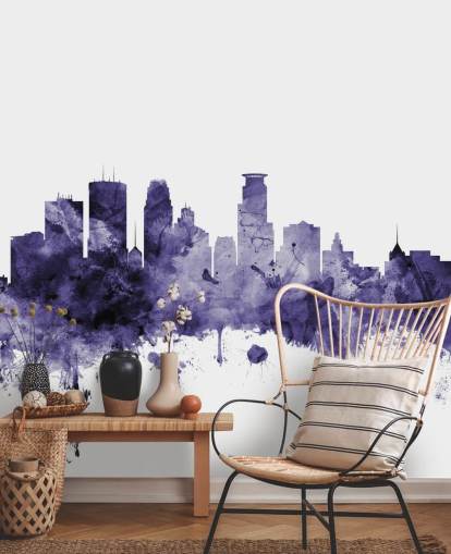 Minneapolis, Minnesota Blue Skyline wallpaper mural by Michael Tompsett Minneapolis, Minnesota Blue Skyline wallpaper mural by Michael Tompsett