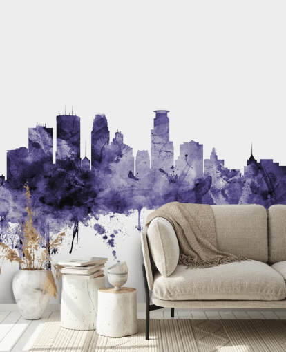 Papier peint Blue Skyline de Minneapolis, Minnesota, par Michael Tompsett Papier peint Blue Skyline de Minneapolis, Minnesota, par Michael Tompsett