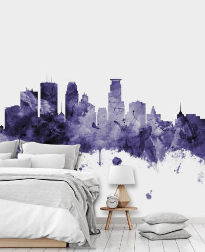 Minneapolis, Minnesota Blue Skyline Tapeten-Wandbild von Michael Tompsett