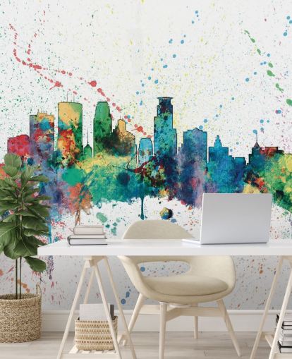 minneapolis minnesota skyline wall mural