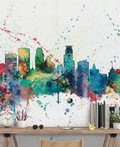 mural de pared del horizonte de Minneapolis Minnesota