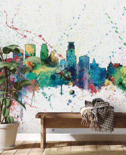 minneapolis minnesota skyline wall mural