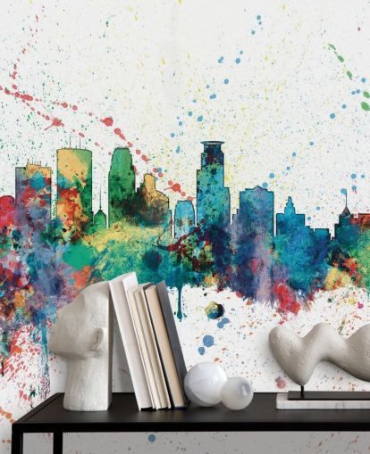 minneapolis minnesota skyline wall mural