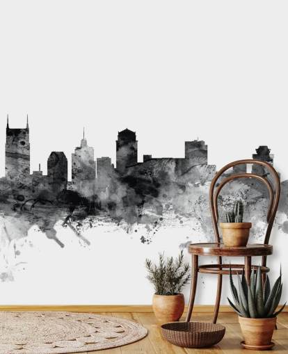 papier peint mural noir et blanc Tennessee Skyline appelé Nashville, Tennessee BW Skyline par Michael Tompsett papier peint mural noir et blanc Tennessee Skyline appelé Nashville, Tennessee BW Skyline par Michael Tompsett