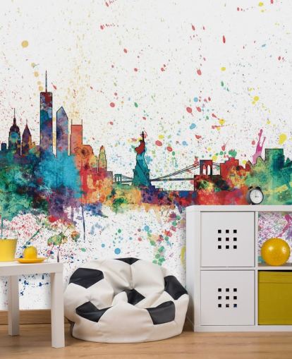papier peint mural coloré de New York appelé New York City Skyline par Michael Tompsett