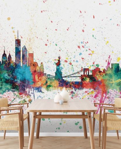 farverigt new york tapetmaleri kaldet New York City Skyline af Michael Tompsett