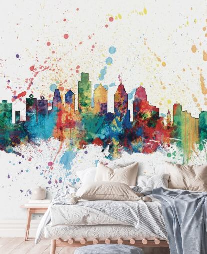 ligne d'horizon colorée de Philadelphie en Pennsylvanie en éclaboussures de peinture