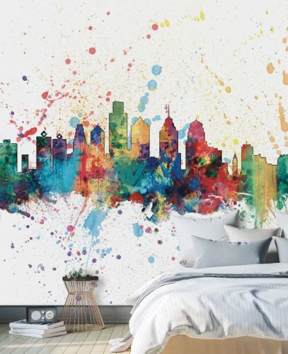 colorido horizonte de Filadelfia, Pensilvania, salpicado de pintura