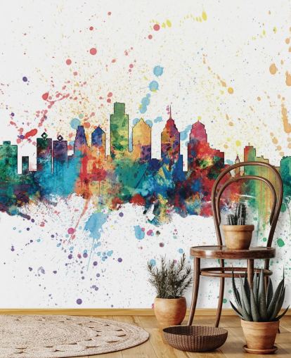 fargerik Philadelphia Pennsylvania-skyline i malingssprut