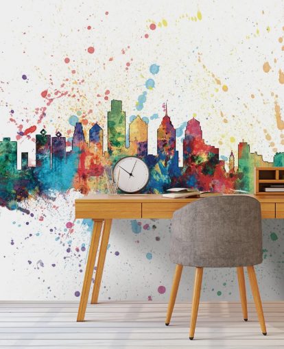 colourful philadelphia pennsylvania skyline in paint splatter colourful philadelphia pennsylvania skyline in paint splatter