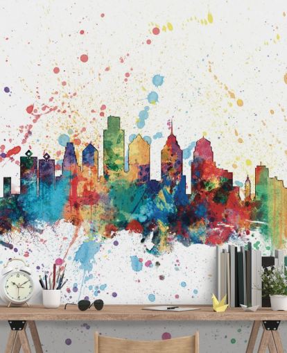 colourful philadelphia pennsylvania skyline in paint splatter colourful philadelphia pennsylvania skyline in paint splatter