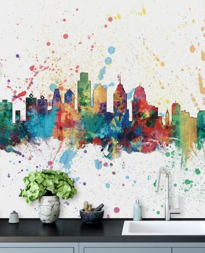 ligne d'horizon colorée de Philadelphie en Pennsylvanie en éclaboussures de peinture