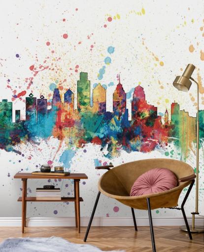 ligne d'horizon colorée de Philadelphie en Pennsylvanie en éclaboussures de peinture