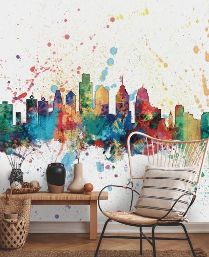 ligne d'horizon colorée de Philadelphie en Pennsylvanie en éclaboussures de peinture ligne d'horizon colorée de Philadelphie en Pennsylvanie en éclaboussures de peinture