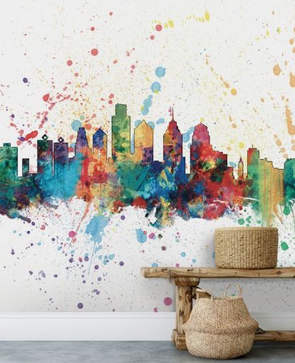colourful philadelphia pennsylvania skyline in paint splatter colourful philadelphia pennsylvania skyline in paint splatter