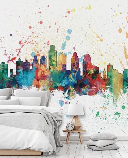 ligne d'horizon colorée de Philadelphie en Pennsylvanie en éclaboussures de peinture