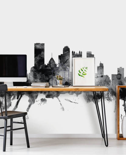 Pittsburgh, Pennsylvania in Schwarz-Weiß-Skyline-Wandbild