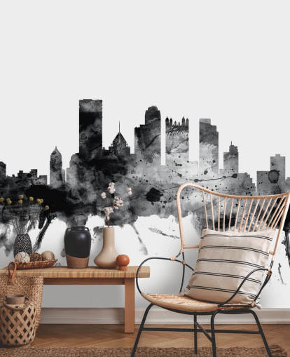 Pittsburgh, Pennsylvania in Schwarz-Weiß-Skyline-Wandbild