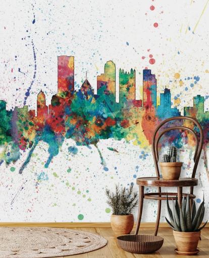 pittsburgh pennsylvania skyline mural with paint splatters called Pittsburgh, Pennsylvania Skyline by Michael Tompsett pittsburgh pennsylvania skyline mural with paint splatters called Pittsburgh, Pennsylvania Skyline by Michael Tompsett
