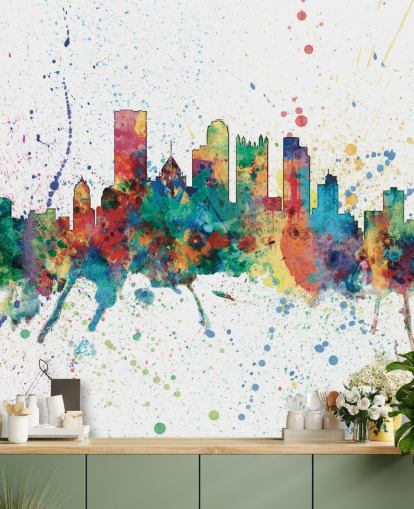 Pittsburgh, Pennsylvania Skyline, Wandbild mit Farbspritzern, genannt Pittsburgh, Pennsylvania Skyline von Michael Tompsett