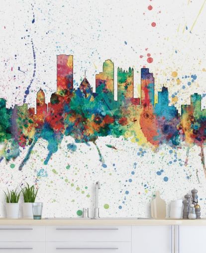 pittsburgh pennsylvania skyline mural with paint splatters called Pittsburgh, Pennsylvania Skyline by Michael Tompsett pittsburgh pennsylvania skyline mural with paint splatters called Pittsburgh, Pennsylvania Skyline by Michael Tompsett