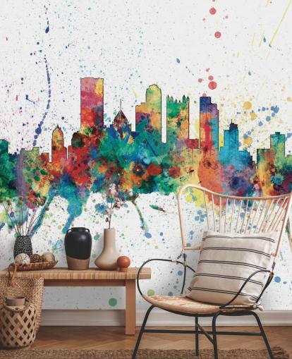 mural del horizonte de Pittsburgh, Pensilvania con salpicaduras de pintura llamado Pittsburgh, Pennsylvania Skyline de Michael Tompsett mural del horizonte de Pittsburgh, Pensilvania con salpicaduras de pintura llamado Pittsburgh, Pennsylvania Skyline de Michael Tompsett