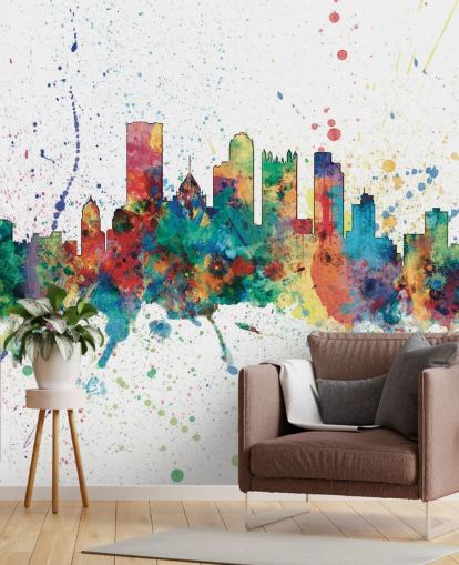 pittsburgh pennsylvania skyline mural with paint splatters called Pittsburgh, Pennsylvania Skyline by Michael Tompsett pittsburgh pennsylvania skyline mural with paint splatters called Pittsburgh, Pennsylvania Skyline by Michael Tompsett