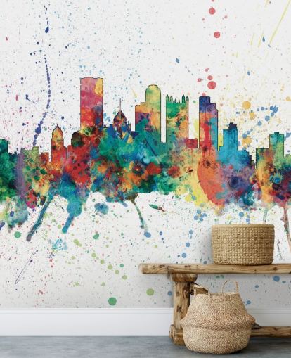 Pittsburgh, Pennsylvania Skyline, Wandbild mit Farbspritzern, genannt Pittsburgh, Pennsylvania Skyline von Michael Tompsett