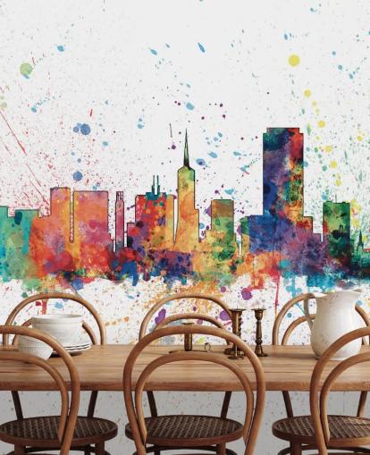 san francisco california skyline wall mural with paint spatters san francisco california skyline wall mural with paint spatters