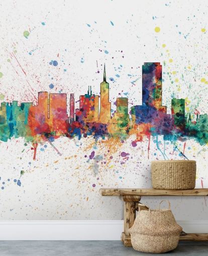 Wandbild der Skyline von San Francisco, Kalifornien, mit Farbspritzern