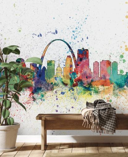 colourful st louis wallpaper mural called St Louis, Missouri Skyline for bedrooms and offices colourful st louis wallpaper mural called St Louis, Missouri Skyline for bedrooms and offices