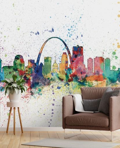 colourful st louis wallpaper mural called St Louis, Missouri Skyline for bedrooms and offices colourful st louis wallpaper mural called St Louis, Missouri Skyline for bedrooms and offices