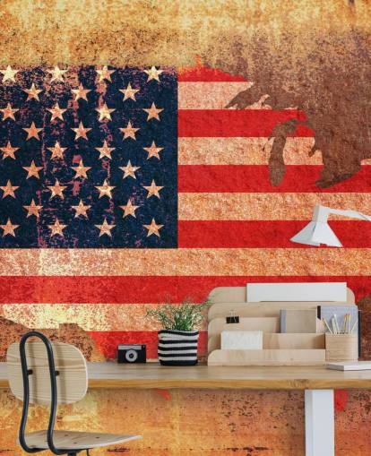 Papier peint Drapeau des États-Unis sur rouille