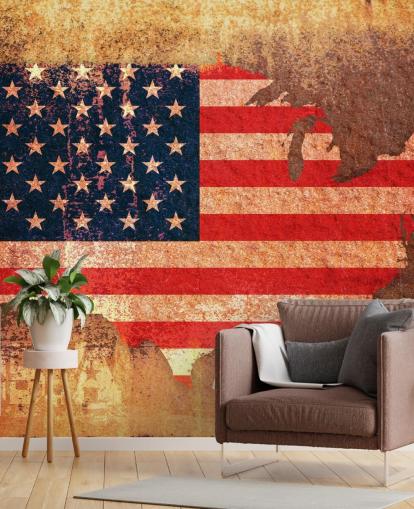 Amerikaanse vlag op roest behangmuurschildering